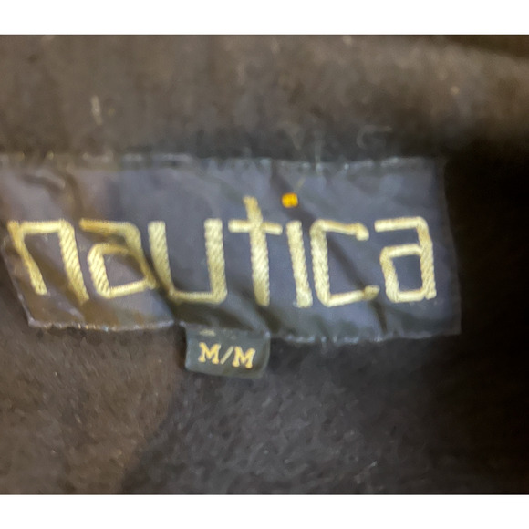 Nautica Raincoat Mens Size Medium Blue Heavyweight Lined Hood Mid Length Pockets - Picture 2 of 11